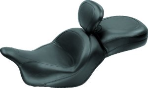 Kawasaki Vulcan 1700 Classic One-Piece Motorcycle Seat - Mustang Motorcycle - Touring with Driver Backrest - Black - `09-`13